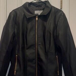 Marc New York Black Leather Jacket with Gold Accents